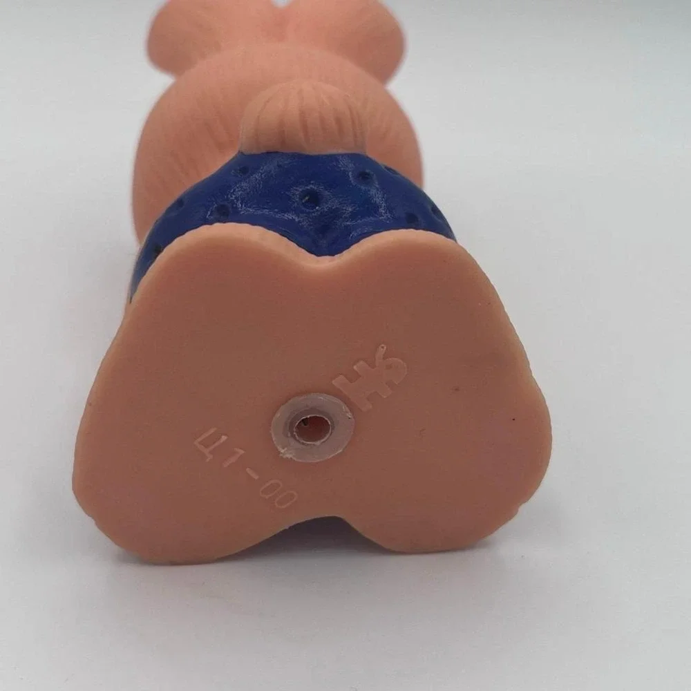 Vintage Soviet Russian Rubber Bunny Toy Blue Shorts 6